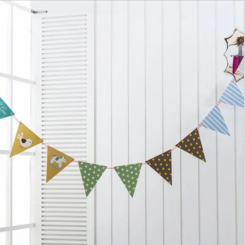 Yellow wooden horse 12 шт. полосатые решетки с днем рождения Babyshower флаги для украшения гирлянды банты вечерние свадебные принадлежности конфетный венок - Цвет: Yellow wooden horse
