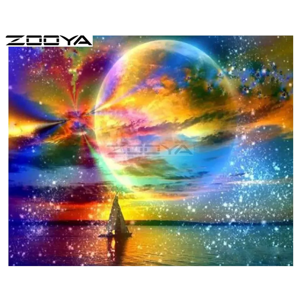 ZOOYA 5D алмазная живопись сделай сам морской цвет луна пейзаж вышивка крестиком