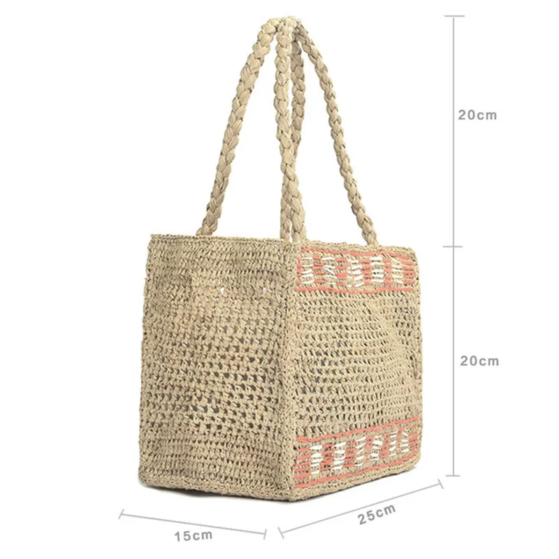 

New Travel Beach Straw Bag Rattan Bag Women Casual Handmade Knitting Handbag High Capacity Hollow Out Ladies Hand Bags