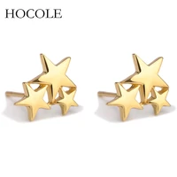 tiny gold silver black three star pendant stud earrings punk style personality pentagram brincos for women minimalist jewelry
