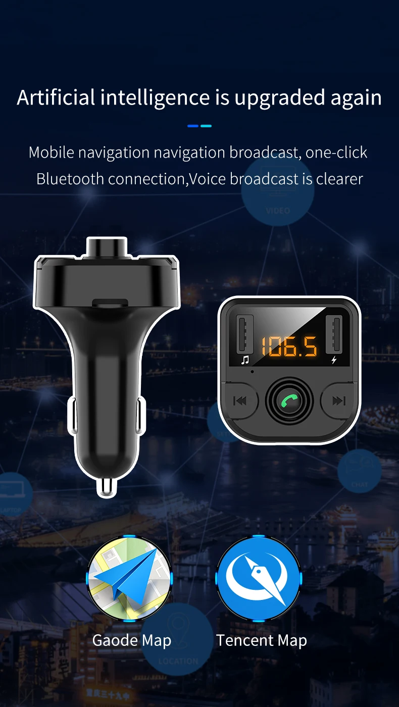 KORSEED Dual USB Автомобильное зарядное устройство с fm-передатчиком Bluetooth hands-free FM модулятор автомобильное зарядное устройство для телефона для iPhone