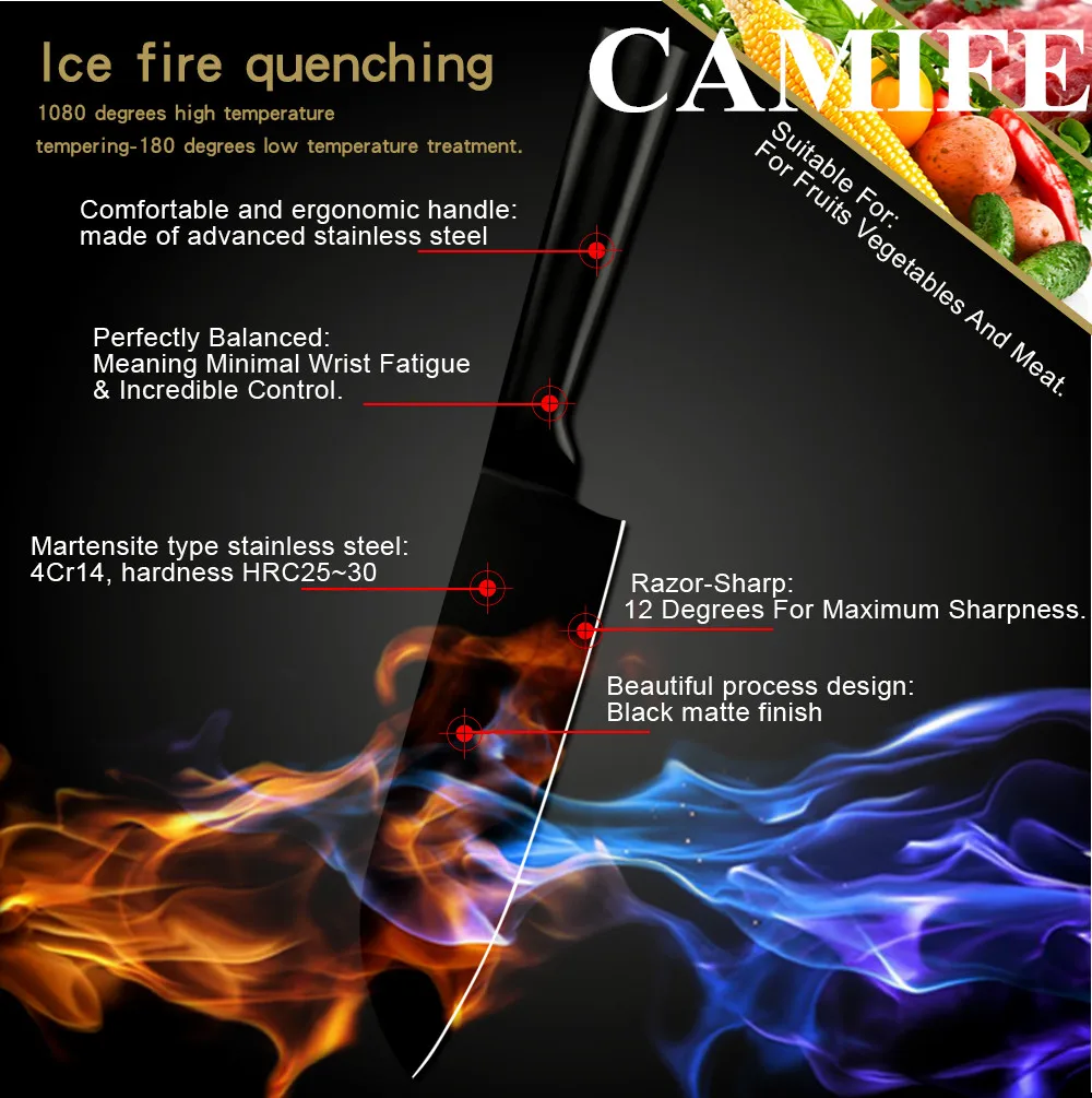 AINZUO 5 Pcs Kitchen Knife Set 4cr14 Stainless Steel Utility Santoku Chopping Nakiri Sharpener Accessories Tools | Дом и сад