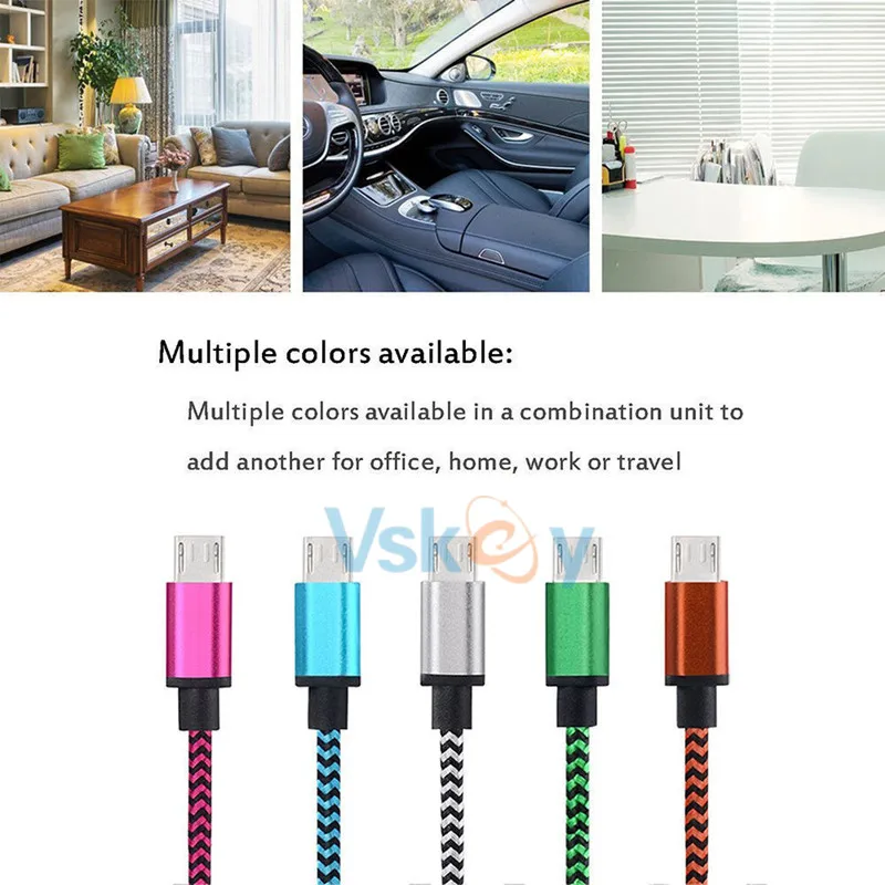 VSKEY 5 шт. Micro USB кабель для Samsung Galaxy Huawei Xiaomi Sony Android порт Быстрая Зарядка