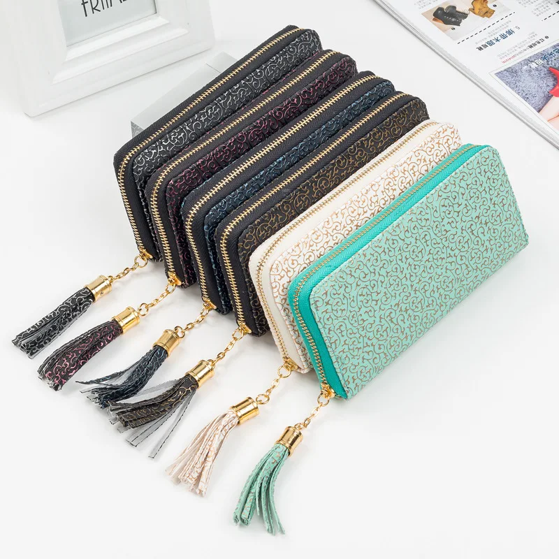 MIWIND женский длинный кошелек с тиснением Длинный кисточкой Женский на молнии