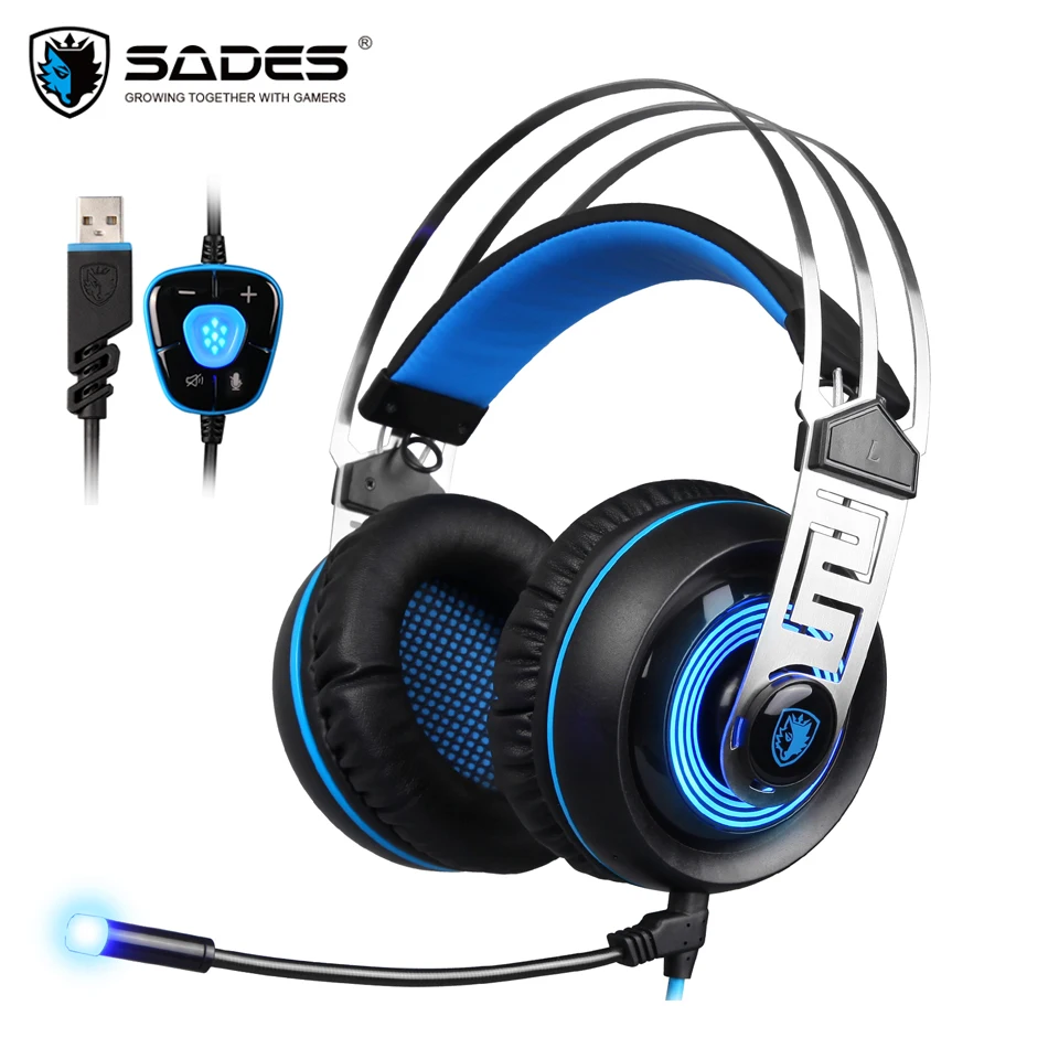 Игровая гарнитура Sades A7 7 1 стерео наушники с объемным звуком игровые микрофоном и