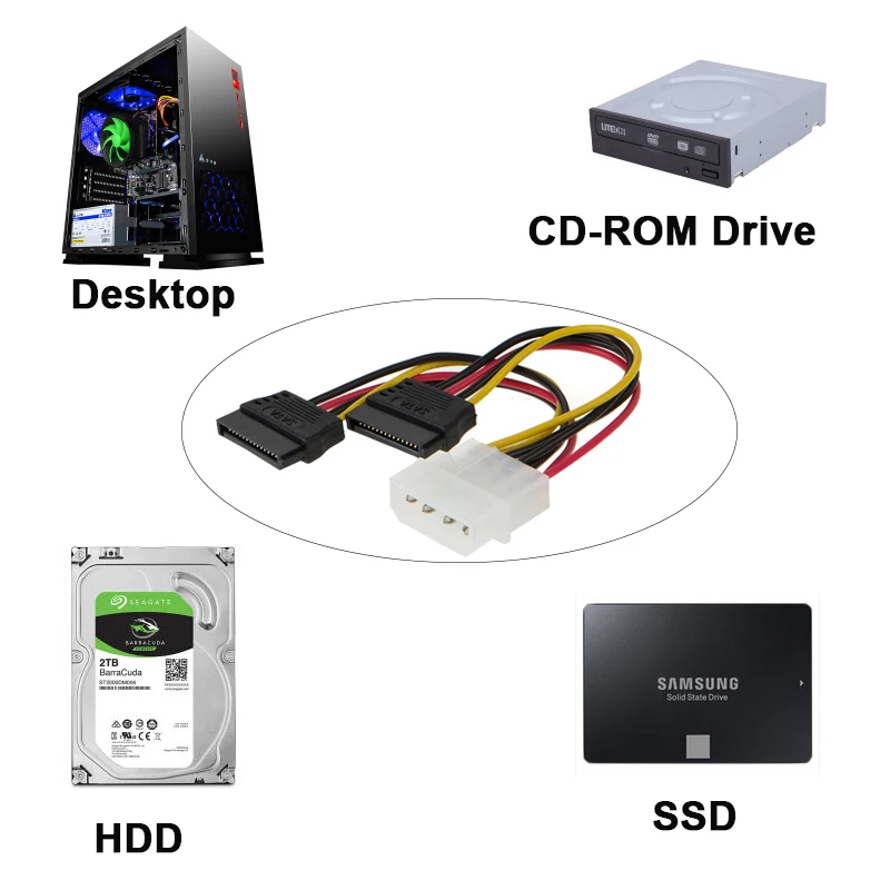 5 шт. Serial ATA SATA 4 Булавки IDE 2 15 HDD SSD Адаптеры питания кабель|adapter cable|ata sataserial ata |