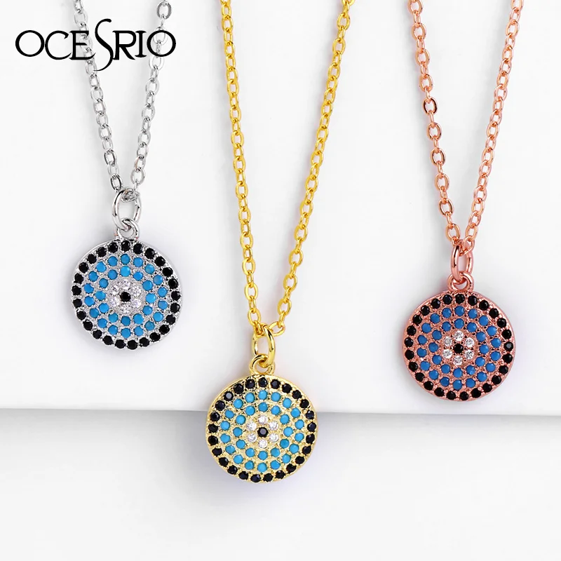 OCESRIO Blue Evil Eye Ожерелье Подвеска на золотой цепочке круглое женское золотое