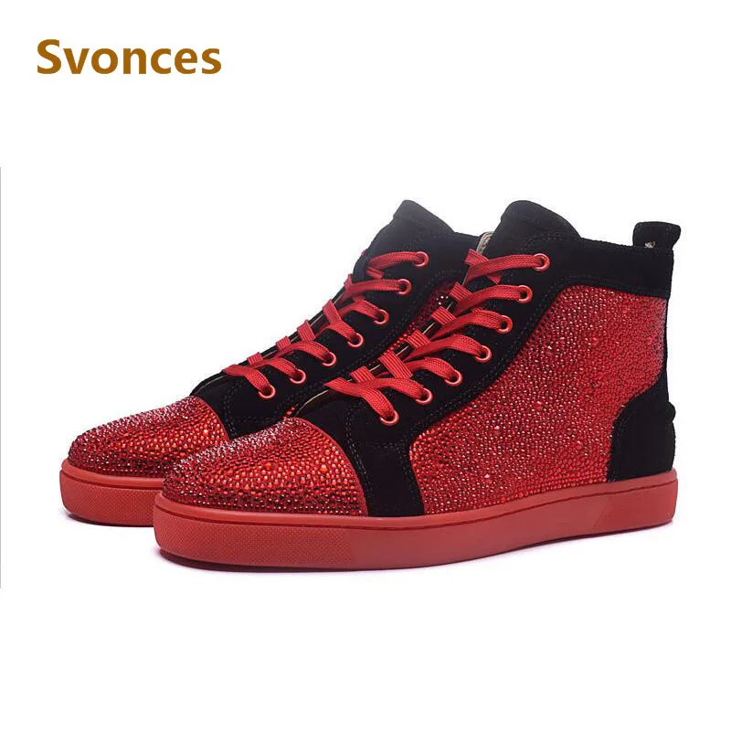 Модные ботильоны унисекс блестящие красные ботинки с высокой подошвой и