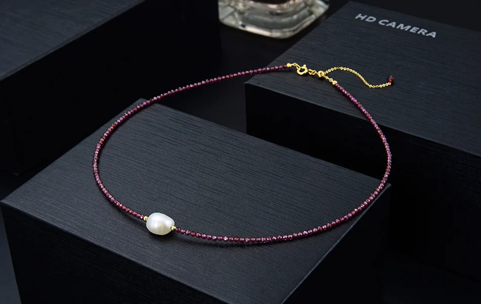ORSA JEWELS необычный пресноводный жемчуг кулон гранат чокер для женщин подлинное серебро 925 пробы стильные ювелирные украшения SN157-R