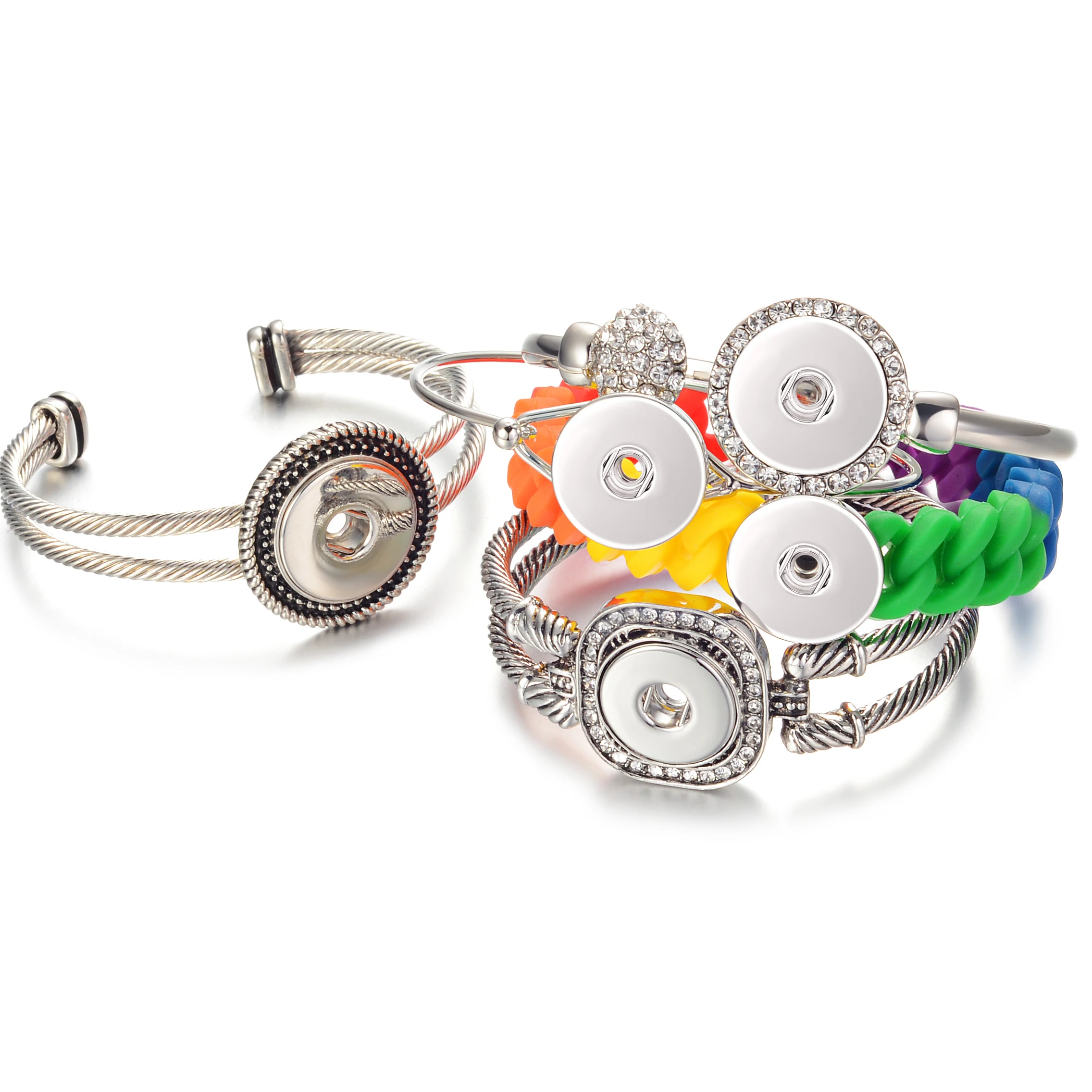 10PCS/Lot Vocheng Snap Jewelry Charms Bangle for Women Copper Material Fit 18mm Button 2 Colors NN-555*10 | Украшения и