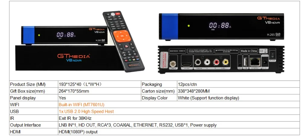 GTMEDIA V8 NOVA синий спутниковый ресивер DVB S2 встроенный wifi Ethernet power vu biss ccam newcamd телеприставка Корабль из Испании