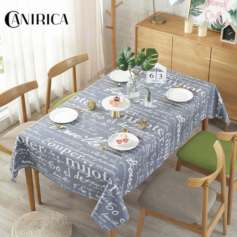 Скатерть голубая настольная скатерть винтажная украшение кухни с буквенным
