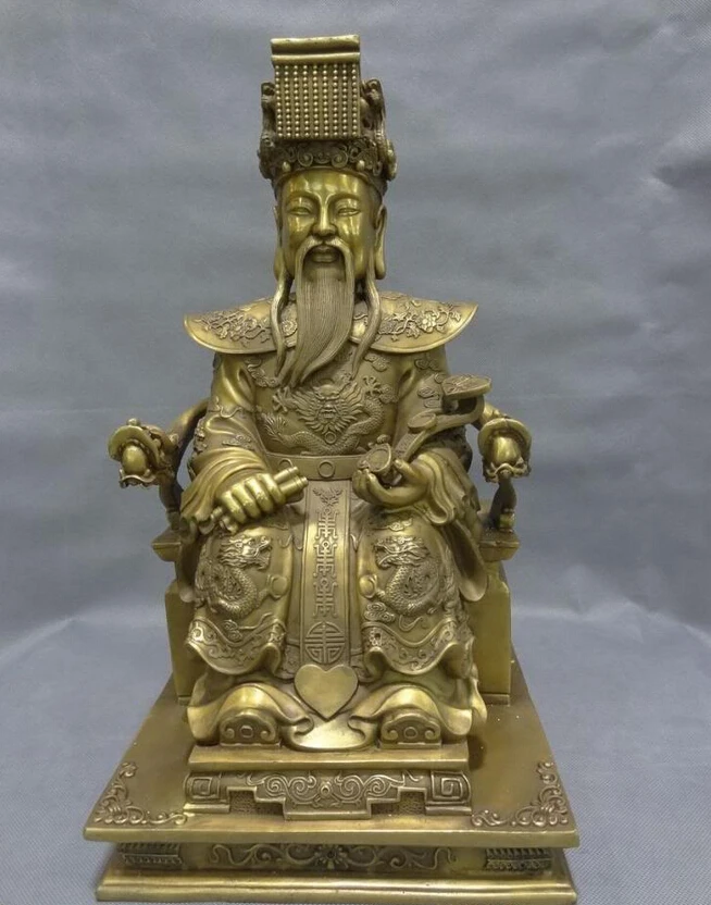 

fast shipping USPS to USA S1610 17" China Pure Brass Fengshui Supreme Deity Taoism Folk Jade Emperor God Statue