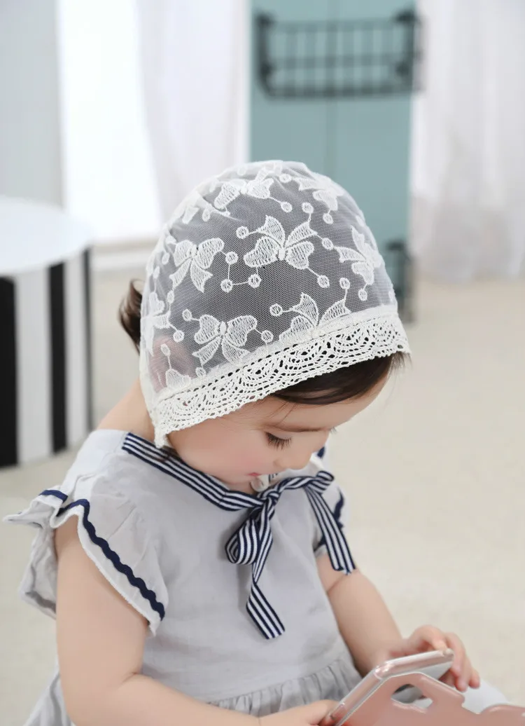 Кружевная прозрачная шапка для новорожденных девочек детская Шапка-бини