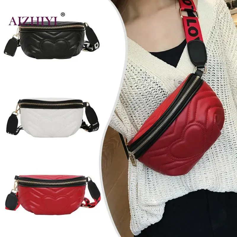 Wave Waist Pack for Women Fashion Pattern Leather Fanny Fashion Packs with Heat Shape Girls Female Chest Bag Money Belt Bags