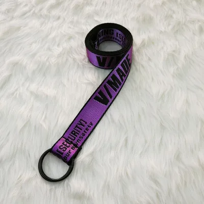 purple Harajuku Мужской Женский унисекс холщовый нейлоновый длинный ремень поясной ремень Мини Тонкий вышитый буквенный принт металлическая пряжка лента джинсовый ремень - Цвет: purple