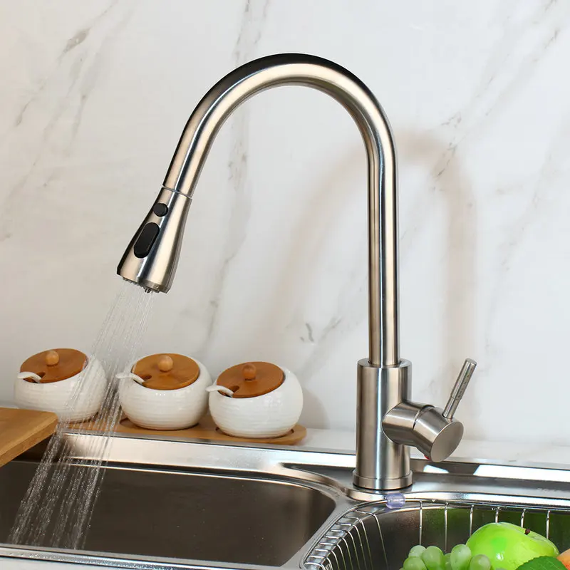 Nickel Brush Tap 1 OUBONI черный хром Поворотный кухонный кран Смеситель кран выдвижной спрей латунная крышка пластина матовый никель 1 ручка кухонный кран-смеситель - Цвет: Nickel Brush Tap 1