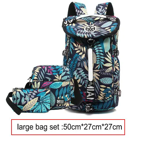 large blue set 36L дорожный рюкзак для ноутбука, женский рюкзак, школьные сумки для девочек-подростков, цветочный принт, rugzak back pack kippling, женский рюкзак - Цвет: large blue set