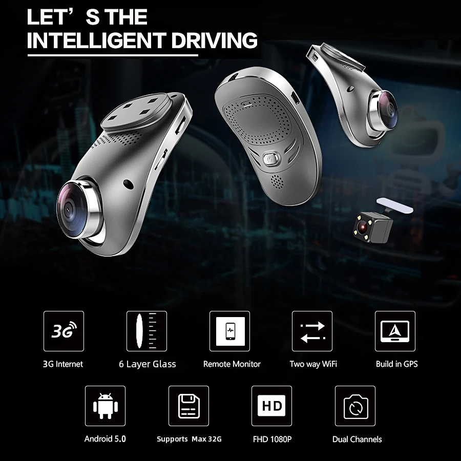 Bluavido Android 3G Автомобильный видеорегистратор GPS трекер FHD 1080P Авто видео регистратор
