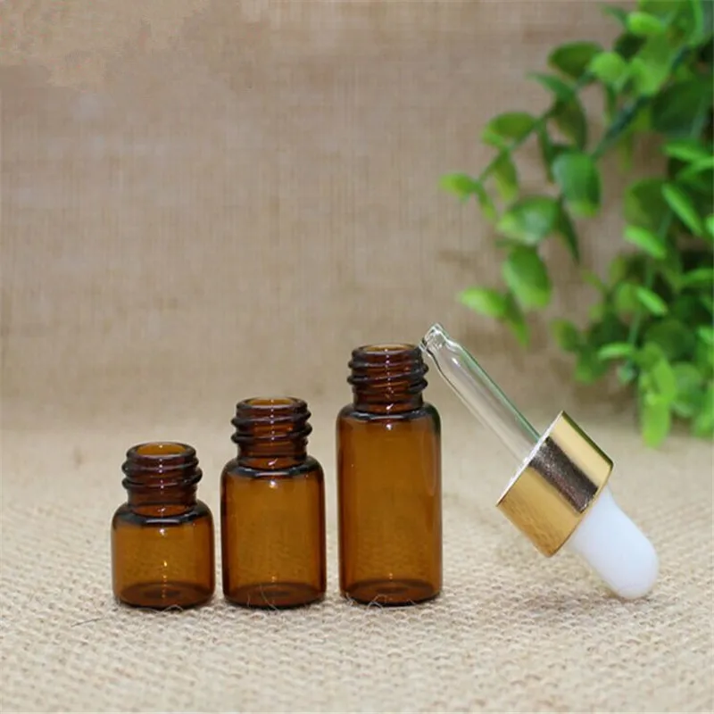 1 мл 2 3 мини Янтарная стеклянная бутылка пустые стеклянные пузырек флакон