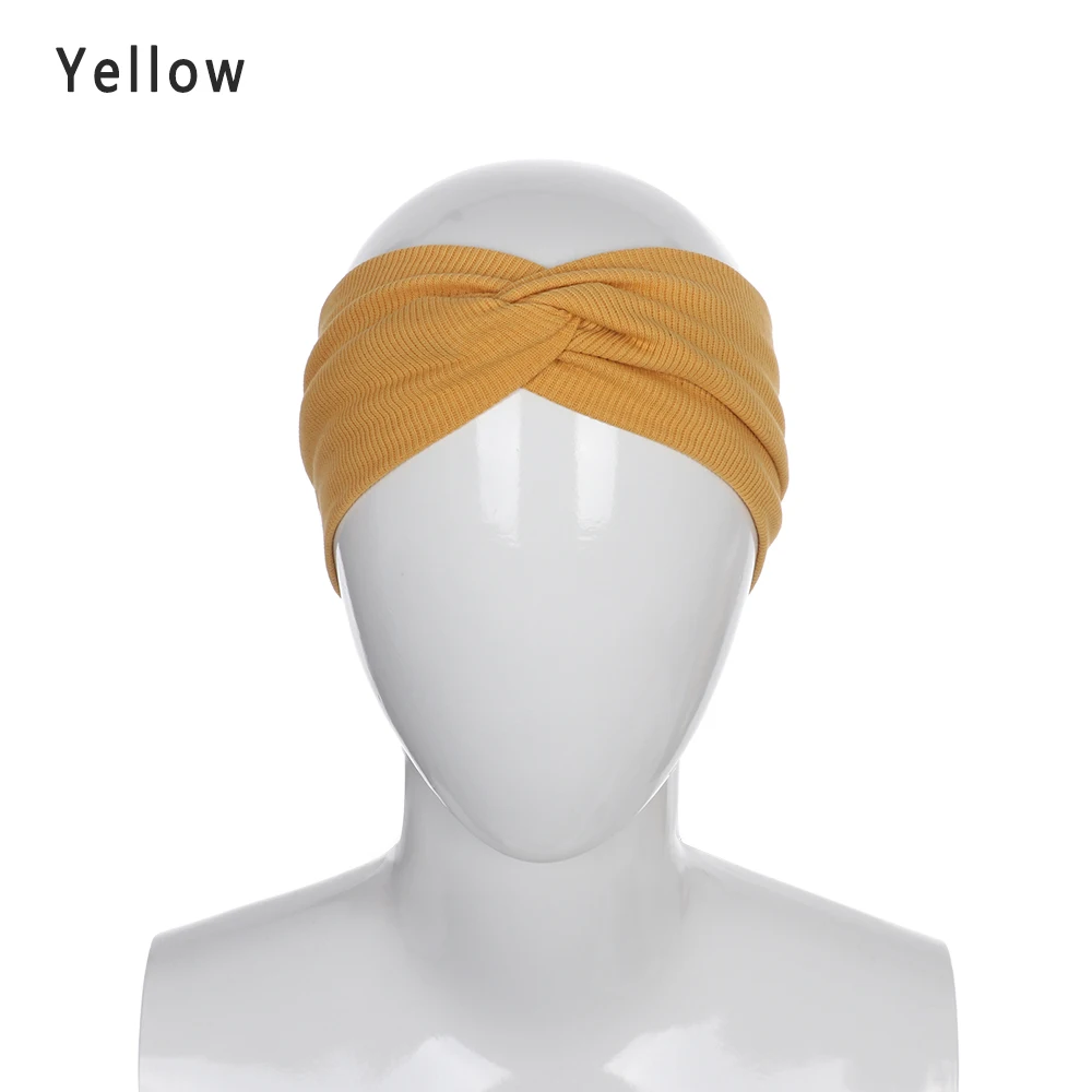 yellow HOOH, Женская повязка на голову, вязаная крючком, шерстяные повязки на голову, повязка на голову, тюрбан, повязка на голову, повязки на голову, ленты, Аксессуары для волос - Цвет: yellow