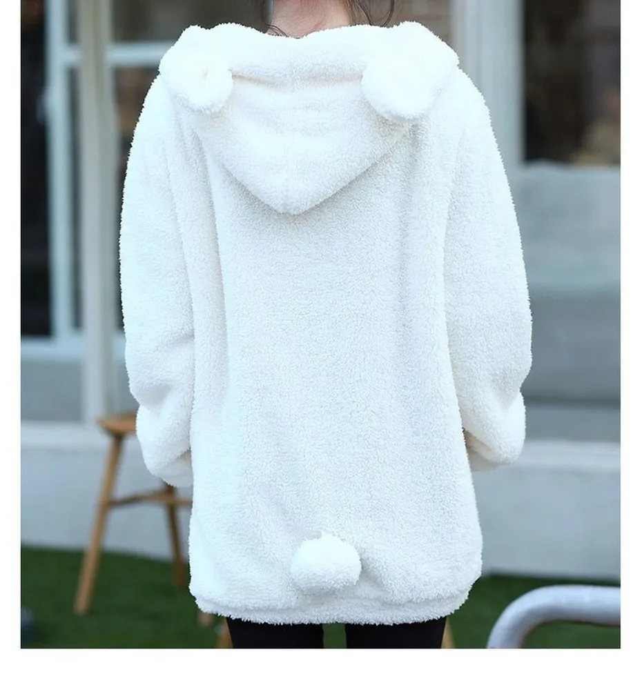 ZOGAA 2019 New Fashion Winter Korean Version Bear Bunny Ears Tail Cartoon Plush Jacket Hooded Women Cute Hoodies Hot Sale | Женская