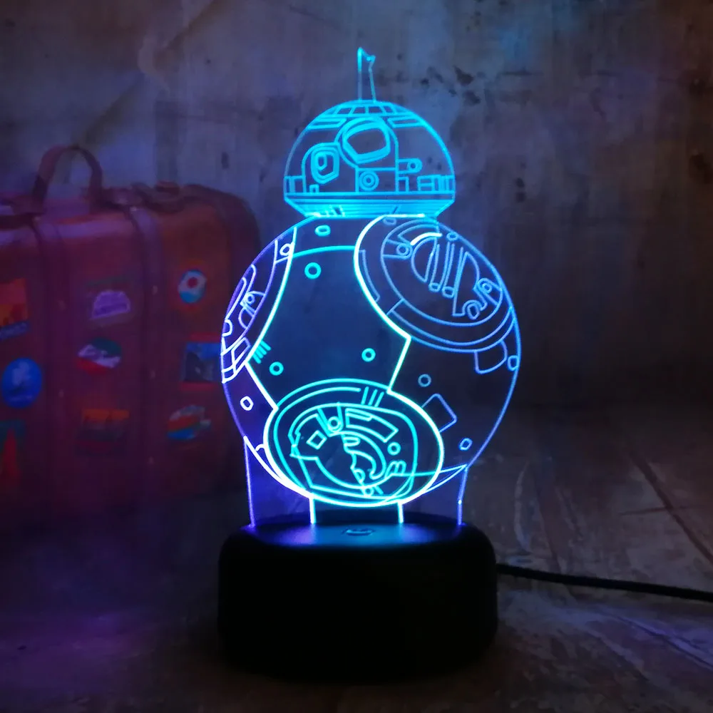 Новинка Звездные войны BB 8 3D LED RGB смешанный двойной цвет ночник светильник