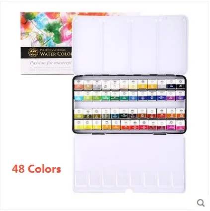 48 colors Mungyo 12/24/48 цветов Профессиональные акварельные краски mwph серии Упаковка железа твердый пигмент искусство рисования краски - Цвет: 48 colors