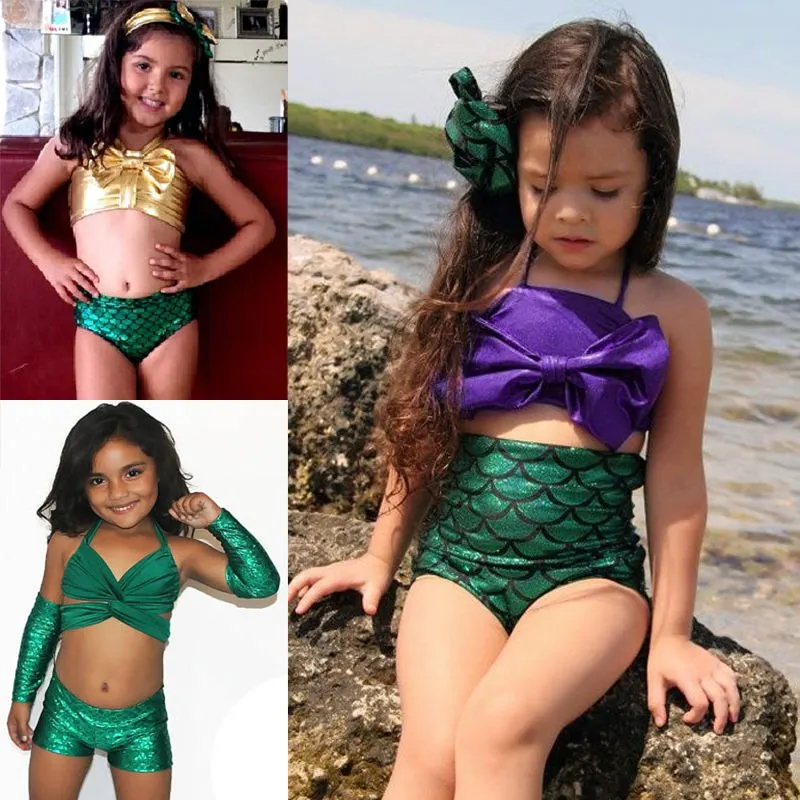 Детский купальник бикини для девочек комплект хвост русалки одежда купания летний детский купальный костюм