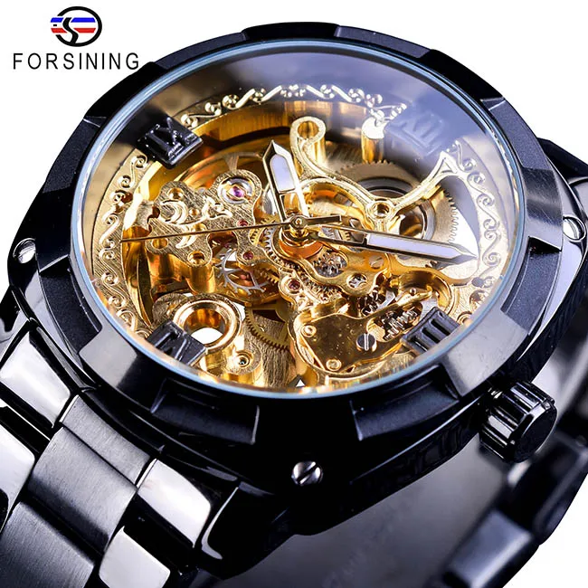 GMT1091-2 Forsining, серебряные часы, складная застежка, с безопасной застежкой, Мужские автоматические часы, Лидирующий бренд, роскошные прозрачные часы, светящиеся стрелки - Цвет: GMT1091-2