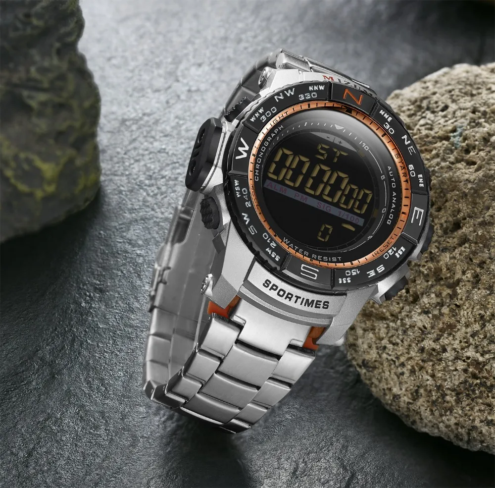Цифровые часы для мужчин светодиодные водонепроницаемые спортивные системы