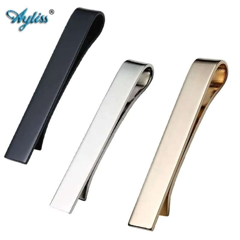 

Ayliss Customized Name Steel Men's Mirror Thin Slim Regular Necktie Tie Bar Clasp Custom Word Personalied TieBar