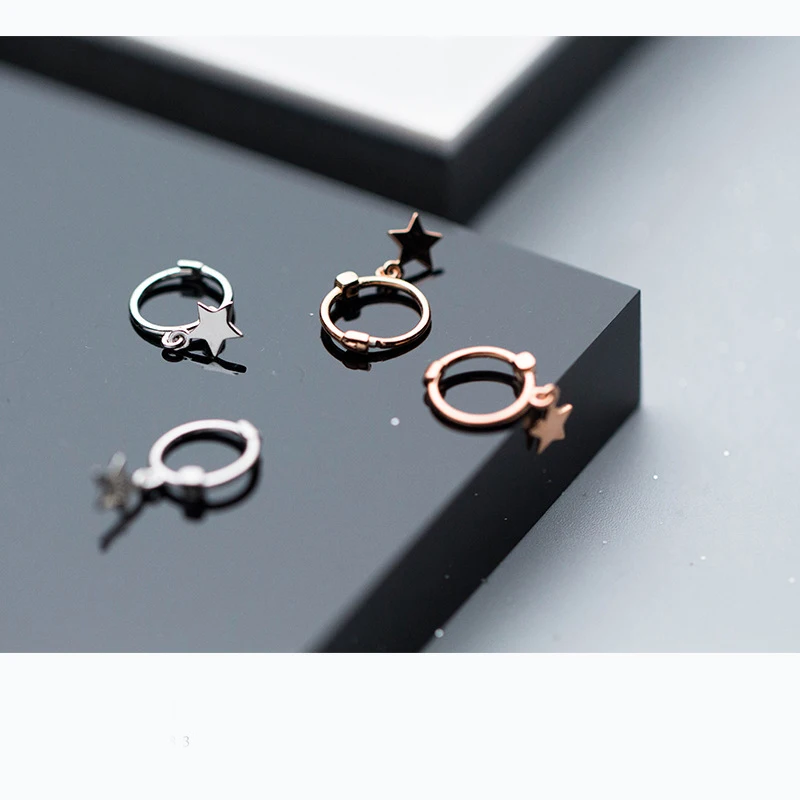 Польский звезды висят 925 пробы серебро розовое золото Цвет серьги стержня для Для