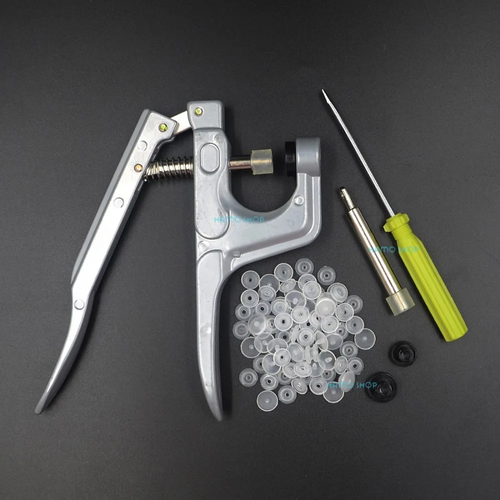 100 шт. кнопки застежки T3 из прозрачного пластика + 1 инструменты для кнопок