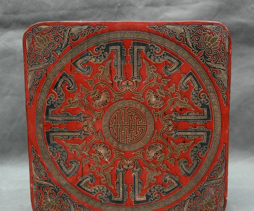 Старый Помечено Китай Династии Деревянные Лакированные Дворец Цветок Puton Макияж