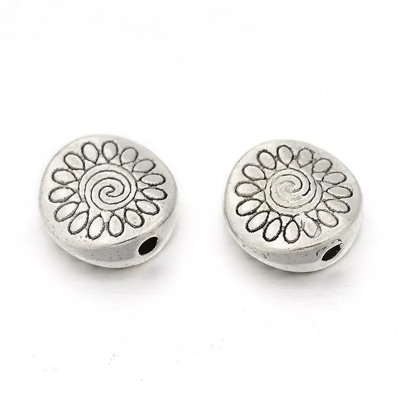20 шт. бусины в тибетском стиле Плоские Круглые без использования свинца и никеля