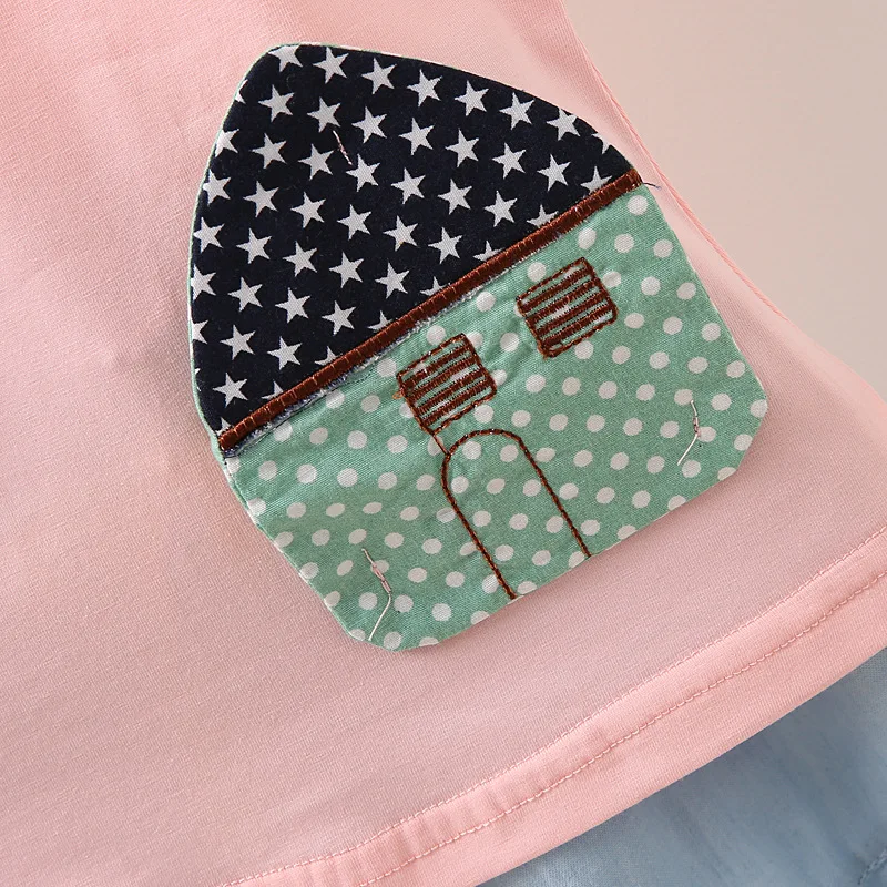 Комплекты летней одежды для девочек хлопковая футболка + короткие штаны