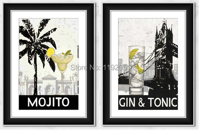 Картина на холсте Джин тоник Mojito постеры в винтажном стиле классическое