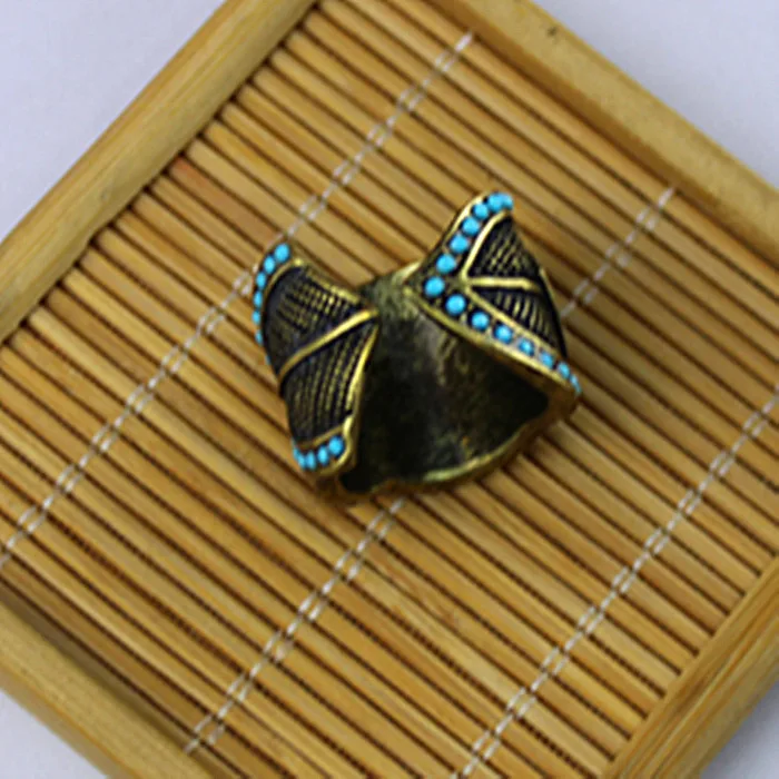 2015 винтажная мода листья золотой сплав кольцо Enchase синие полудрагоценные камни