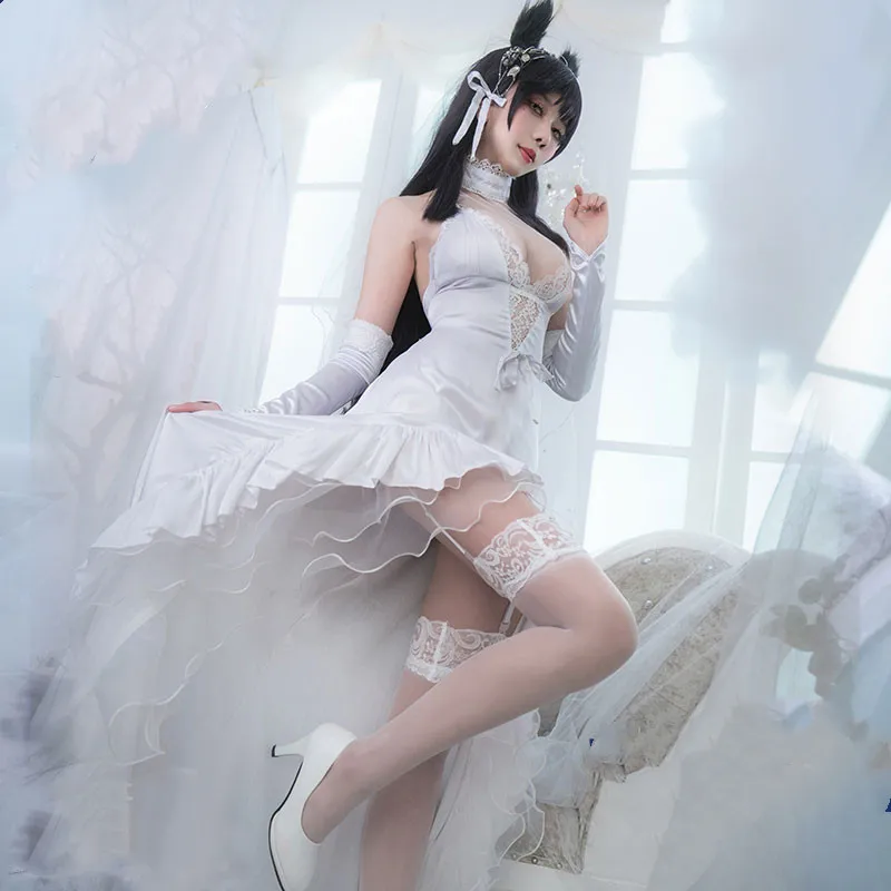Azur Lane IJN Atago свадебное платье для костюмированной вечеринки костюм белого цвета