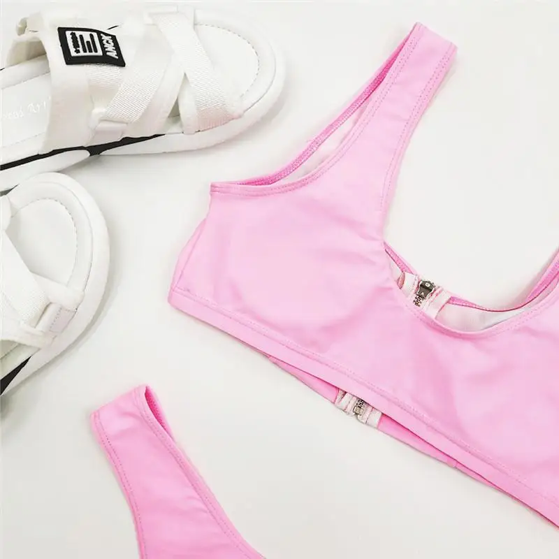 Куркума на молнии бикини 2019 пуш ап купальники женские с высокой посадкой