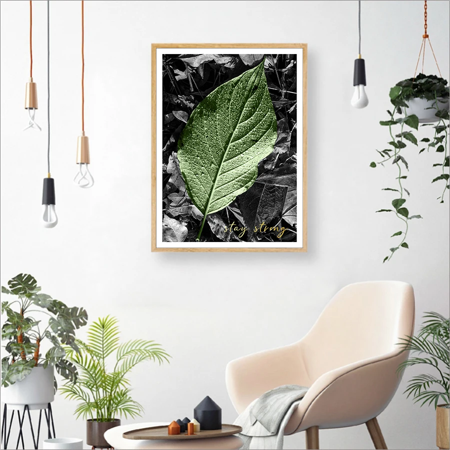 Абстрактные картины листьев черный белый цвет Плакаты и принты Nordic