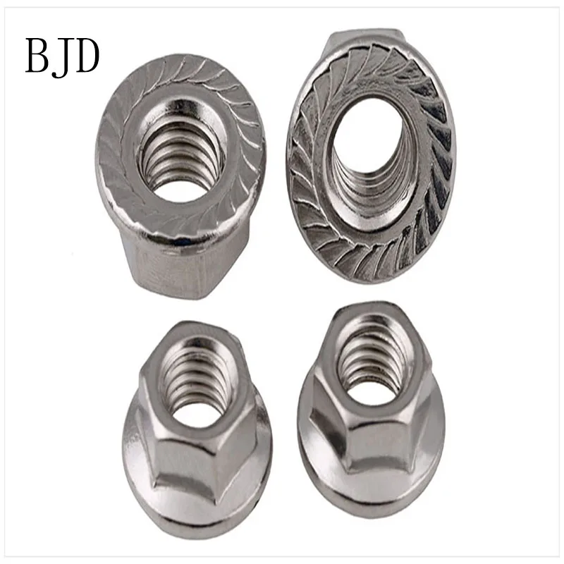 100PCS M3 3mm nut M4 M5 M6 M8 Metric thread 304 Stainless Steel Hex Flange Nuts | Обустройство дома