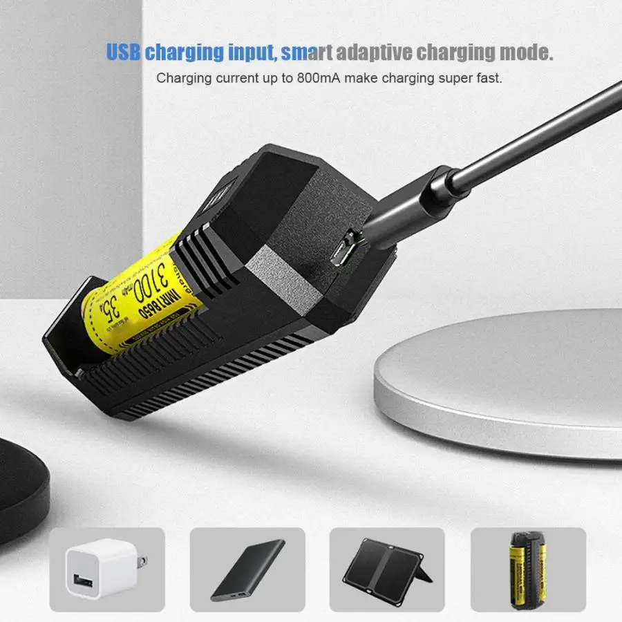 Портативное зарядное устройство USB li ion совместимое с батареей 18650 16340 для Nitecore