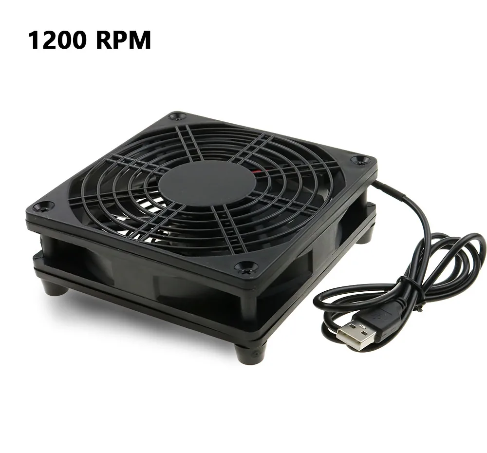 Single fan 1200RPM Маршрутизатор Вентилятор охлаждения DIY ПК кулер ТВ коробка беспроводной тихий DC 5 В USB мощность 120 мм 240 мм вентилятор 12 см W/Винты защитная сетка - Цвет лезвия: Single fan 1200RPM