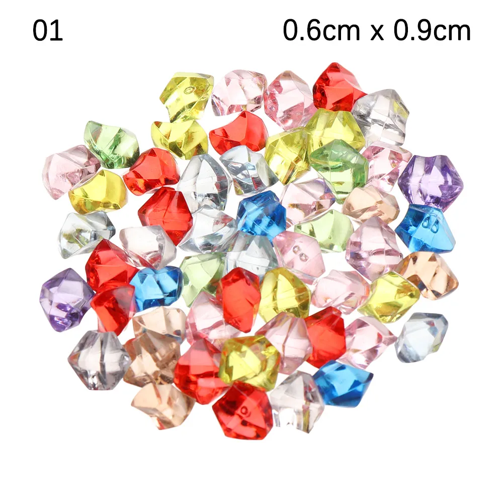 0.6x0.9cm 50Pcs/bag Colorful Acrylic Fish Tank Ornament Crystal Ice Cubes Stone Ice Rocks Vase Filler Pebble for Wedding Garden - Цвет: 0.6x0.9cm
