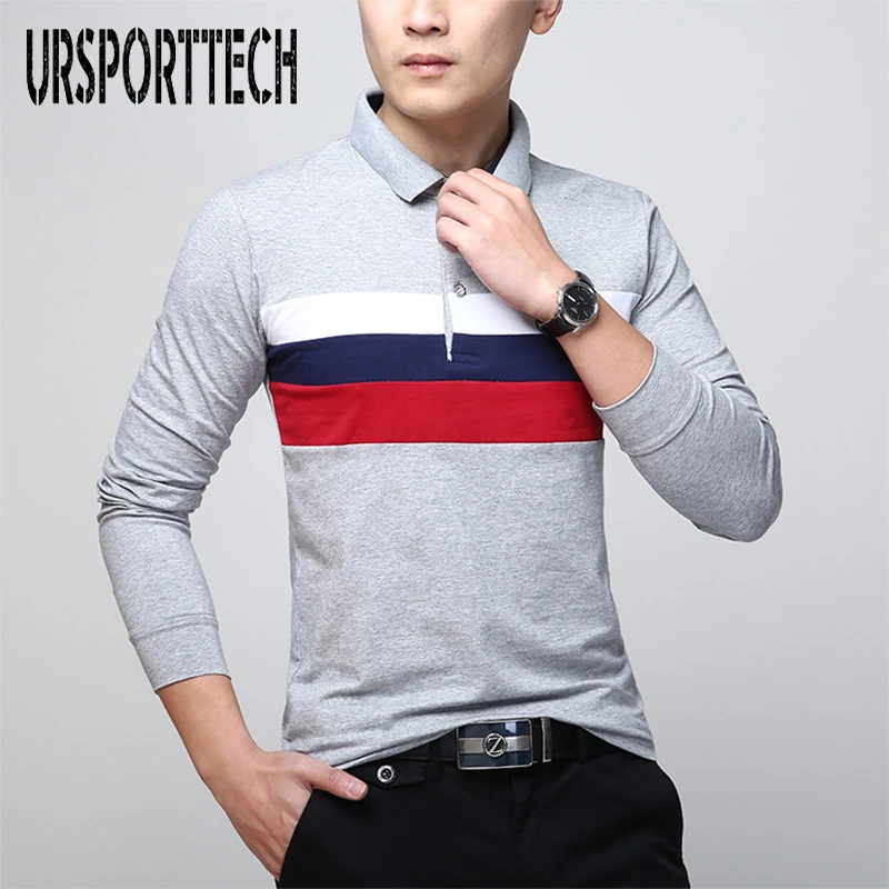 Brand Spring Autumn Polo Shirt Men Long Sleeve Cotton Casual Polos Striped Solid Color Comfortable Top Quality | Мужская одежда