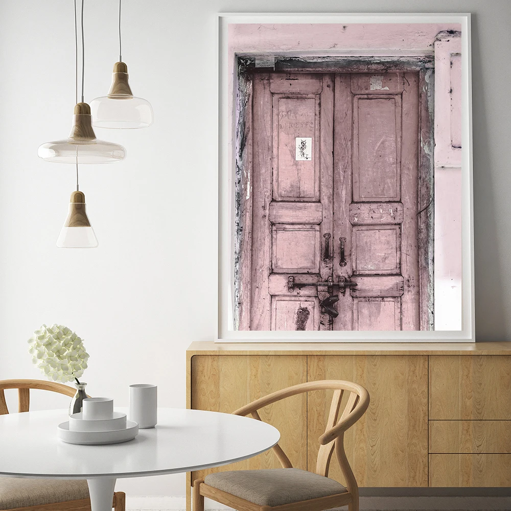 Cuadros Decoracion салон абстрактные розовые двери плакаты и принты настенный Поп-Арт холст живопись портальные настенные картины для гостиной