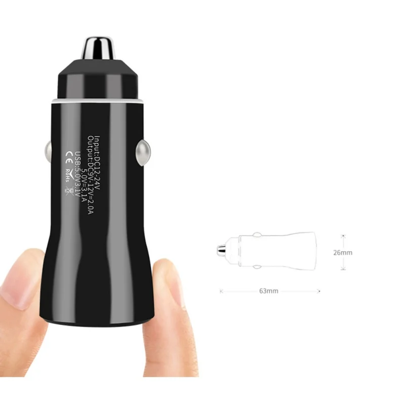 Быстрое Автомобильное зарядное устройство 3 0 9 V/2A 2 USB FCP Быстрый Авто умный