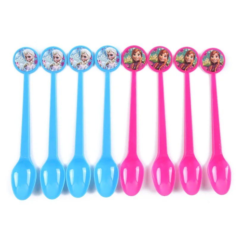 Spoon 8Pcs Дисней Холодное сердце Анна и Эльза Принцесса День Рождения украшения Дети одноразовые посуда День Рождения украшения принадлежности - Цвет: Spoon 8Pcs